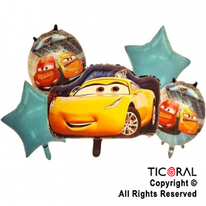 SET DE GLOBOS METALIZADO CARS CRUZ RAMIREZ 5 UNIDADES X 1